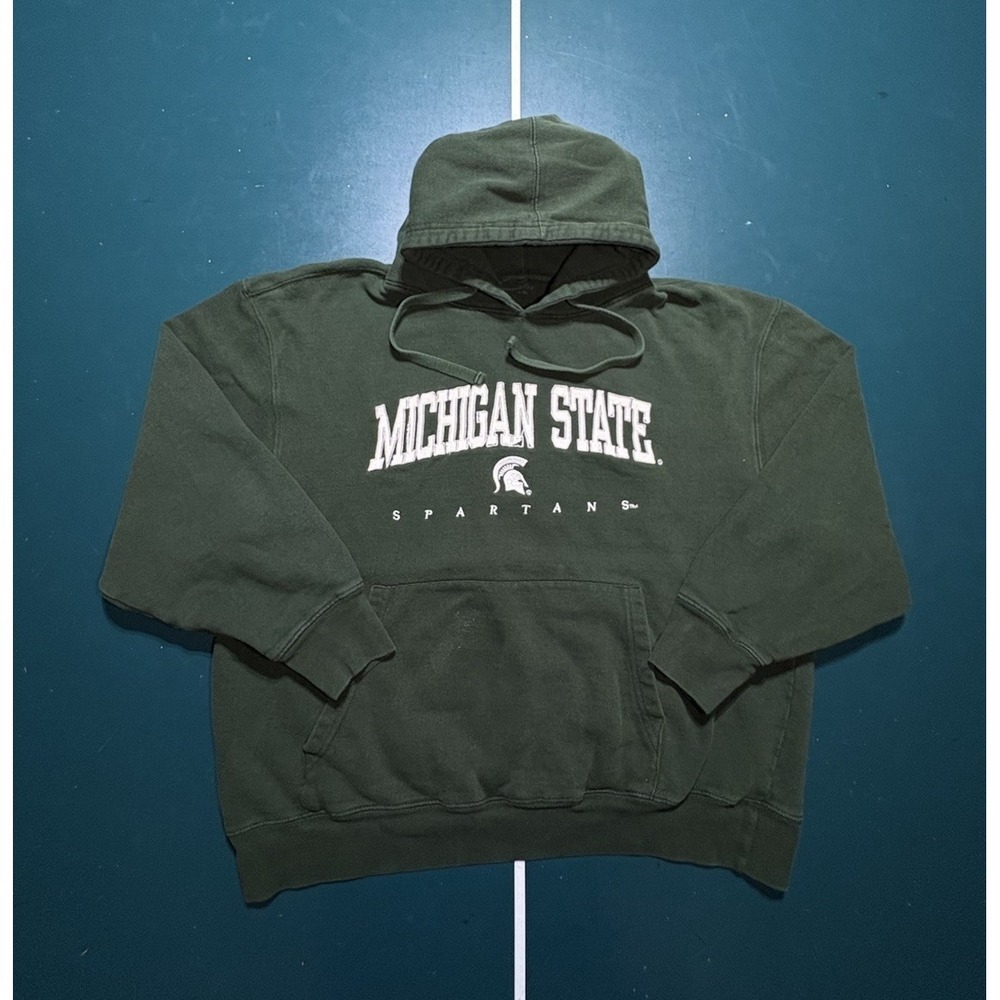 Vintage‎ Michigan State Spartans Hoodie Sweatshirt Men's Small Green Embroidered
